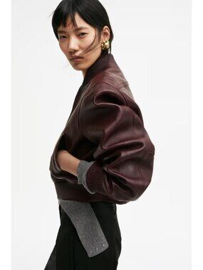H&M LEATHER BOMBER JACKET